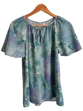 Vintage Teddi Floral Batwing Blouse – Tie Neck Cottagecore